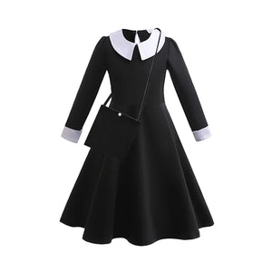 Black Costume Girls Dress for Kids Family Costumes Toddler Dress Halloween Cosplay Party Dress 3-12Y - www.sixcolors.us