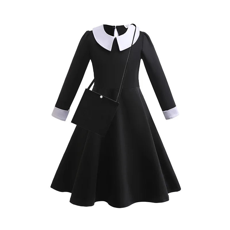 Black Costume Girls Dress for Kids Family Costumes Toddler Dress Halloween Cosplay Party Dress 3-12Y - www.sixcolors.us