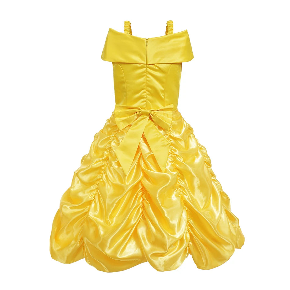 2-10T Belle Princess Dress Baby Beauty and Beast Halloween Disguise Summer Dinner Cosplay Sleeveless Long Gown Vestidos Costume - www.sixcolors.us