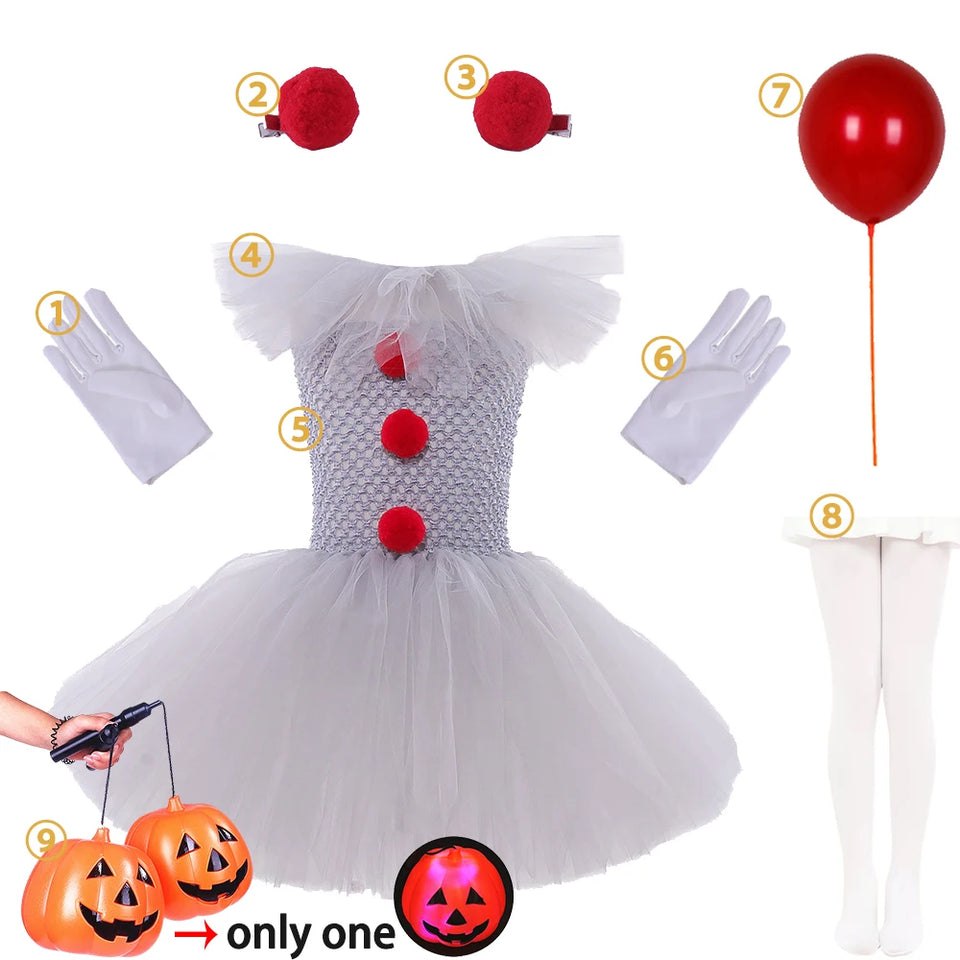 The Clown Returns Halloween Costumes Jester Clown Dress Knitted Skirt Carnival Easter Clothes Halloween Cosplay Costume For Girl - www.sixcolors.us