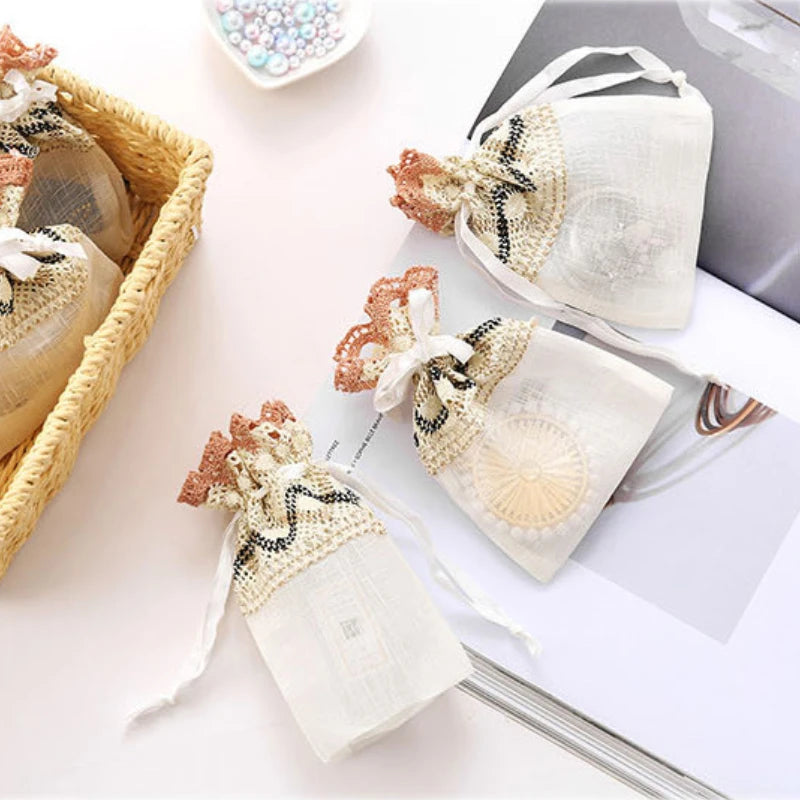 1pcs Beige Drawstring Gift Small Hole Lace Bag Wedding Candy Jewelry Souvenir Packing Storage Bags for Guests Ornaments Box - www.sixcolors.us