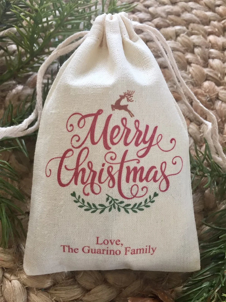 25PCS Personalized Christmas Favor Bags / Holiday Gift Bags (Item 1702A) - www.sixcolors.us