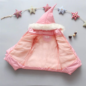 Winter Baby Down Jacket Windproof Hooded Kids Cotton Padded Fashion Costume Warm Girls Clothes Children's Overalls 0 To 3Y