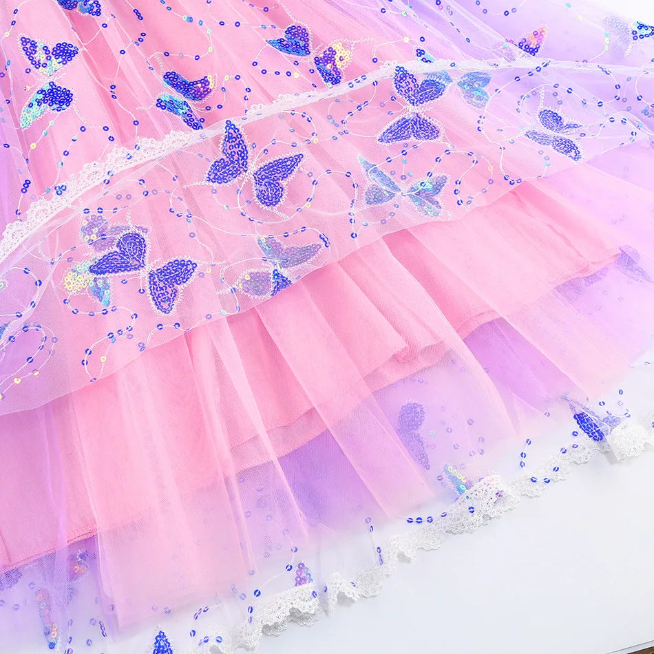 Girl Rapunzel Dress LED Light Up for Girls Kids Cosplay Party Clothes Carnival Evening Dresses Christmas Halloween Prom Gown - www.sixcolors.us