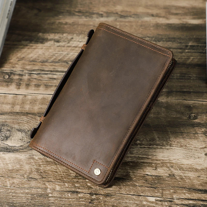 CONTACT'S Genuine Leather Men Passport Wallets Phone Pocket Card Holders Clutch Wallets Male Bags Handbags Travel Passport Cover