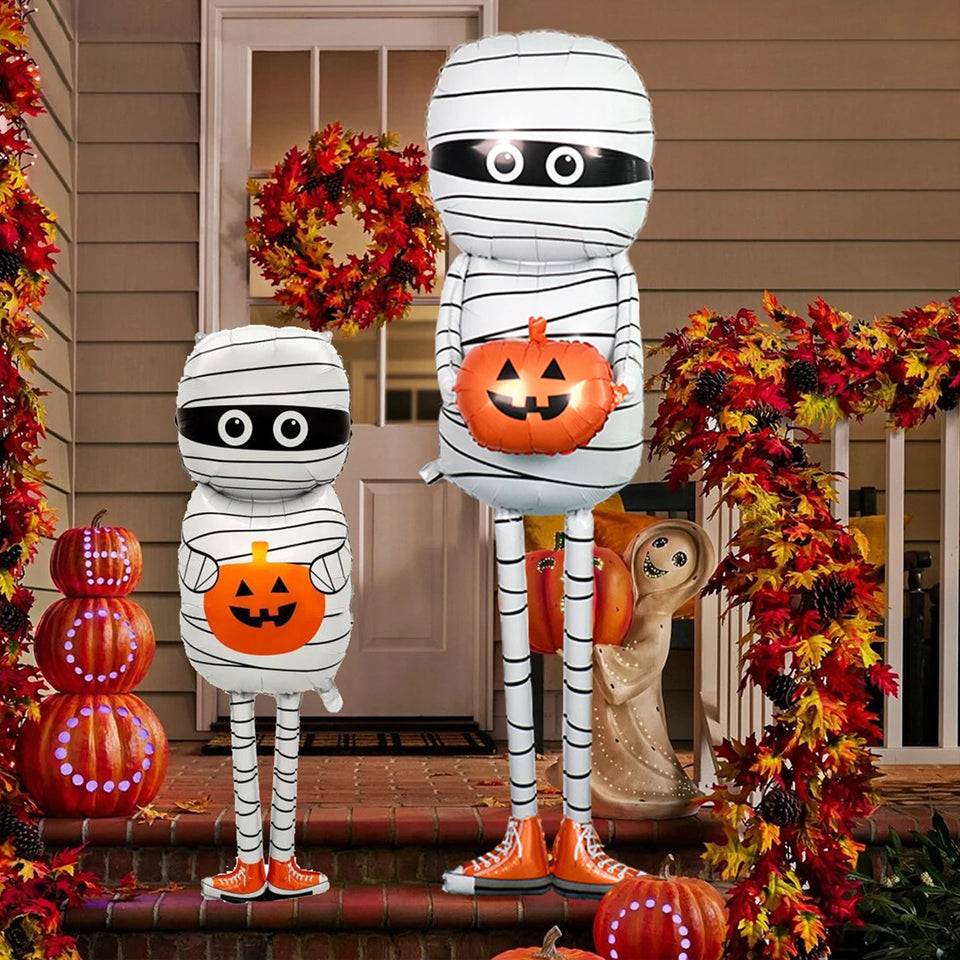 2024 1pcs Halloween Mummy Holding Pumpkin Aluminum Foil Balloon Scary Halloween Party Horror Haunted House Children'S Toy - www.sixcolors.us