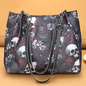 Large Capacity Printed Skeleton Tote Bag Multifunctional Shopping Bags Gothic Style Bag Oxford Cloth Fashion Halloween Handbag - www.sixcolors.us
