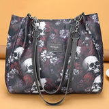 Large Capacity Printed Skeleton Tote Bag Multifunctional Shopping Bags Gothic Style Bag Oxford Cloth Fashion Halloween Handbag - www.sixcolors.us