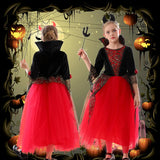 Halloween Vampire Costume For Girls Princess Dress Scarlet Witch Devil Ghost Clothes Boy Vampire Cloak Suit Kids Cosplay - www.sixcolors.us