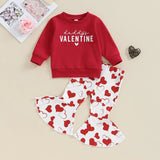 Kids Baby Girls Valentine s Day Outfit Long Sleeve Letters Print Sweatshirt Top Bell Bottoms Pants Set