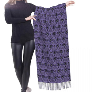 Ladies Large Halloween Ghost Happy Haunts Versatile Scarves Women Winter Fall Soft Warm Tassel Shawl Wraps Haunted Mansion Scarf - www.sixcolors.us