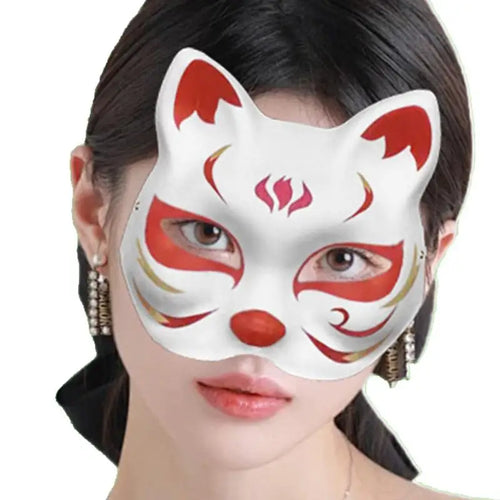 White Cat Masque Paintable Blank Masques Half Face Cover Craft Masque Costume Accessories For Halloween Carnival Costume Prop - www.sixcolors.us