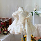 Baby Girl Lolita Princess Dress Toddler Child Vintage Elegant Bow Lace Tutu Vestido Party Birthday Costume Baby Clothes 1-10Y