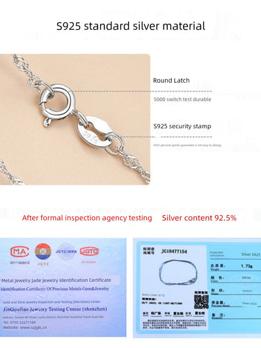 999 Sterling Silver Necklace Female Silver Chain without Pendants 925 Clavicle Chain Pure Necklace Snake Bone Replacement Choker Silver Jewelry Rope Accessories
