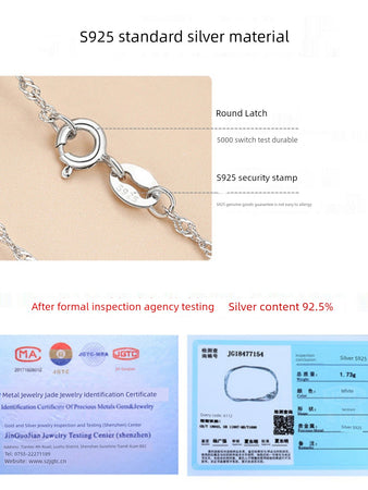 999 Sterling Silver Necklace Female Silver Chain without Pendants 925 Clavicle Chain Pure Necklace Snake Bone Replacement Choker Silver Jewelry Rope Accessories