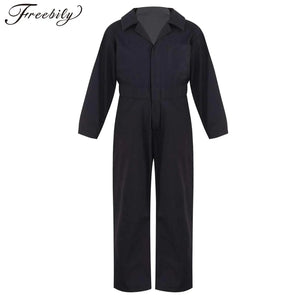 Kids Boys Mechanic Cargo Coverall Suit Casual Jumpsuit Long Sleeve Turndown Collar Bodysuit Streetwear Halloween Cosplay Costume - www.sixcolors.us