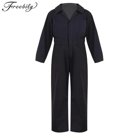 Kids Boys Mechanic Cargo Coverall Suit Casual Jumpsuit Long Sleeve Turndown Collar Bodysuit Streetwear Halloween Cosplay Costume - www.sixcolors.us