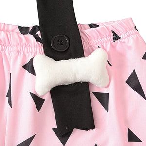 Halloween Toddler Kids Girls Boys Caveman Costume Dog Bones Historical Cavegirl Mesh Tulle Dress One-Shoulder Strap Party Outfit - www.sixcolors.us