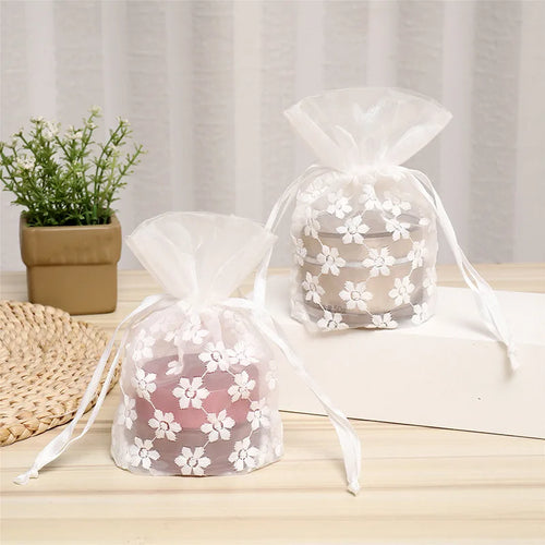 1pcs White Hole Lace Gift Candy Small Bag Wedding Creative Drawstring Souvenir Bags for Guests Jewelry Ornaments Storage Box - www.sixcolors.us