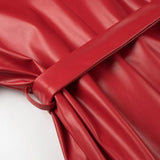 Plus Size Women's Clothing Extended Leather Jacket Double Breasted Trench Coat With Independently Removable Belt Leather Jacket - www.sixcolors.us