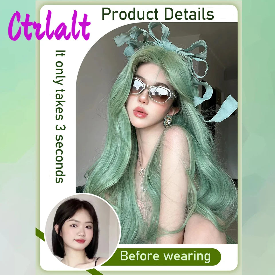 Long Wavy Pink Cosplay Synthetic Wigs Lolita Halloween With Bangs for Women Party Dailly Heat Resistant Wig - www.sixcolors.us