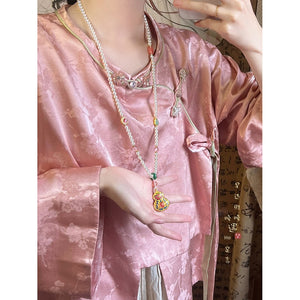 New Chinese Style Retro Women's Horse-Face Skirt Sweater Chain Beaded