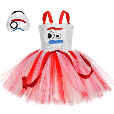 Toy Forky Inspired Tutu Dress for Girls Birthday Party Princess Dress Girls Halloween Cosplay Costume for Kids Fancy Dress Up - www.sixcolors.us