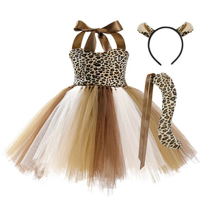 New Tutu Skirt Set Children's Clothing Animal Cos Elk Halloween Clothing Little Cat Mesh Girls' Dress School Performance Dress - www.sixcolors.us