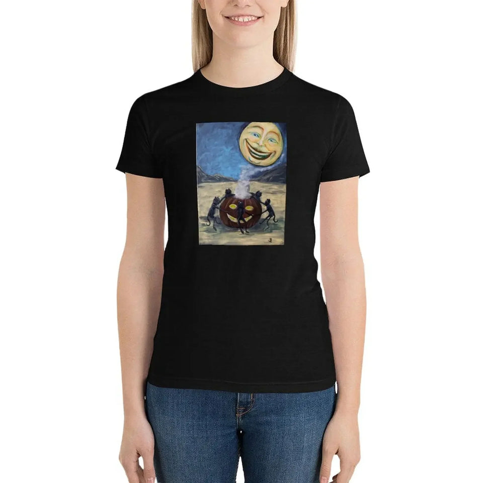 Halloween Cat Ritual T-Shirt vintage clothes kawaii clothes aesthetic clothes T-shirt Women - www.sixcolors.us