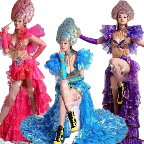 Women Modern Dance Costume Bra Top And Skirt Sets Sexy Egyptian Clothes Halloween Outfit Rio Carnival Stage Performance Wear - www.sixcolors.us