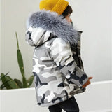 Children's Winter White Duck Down Jacket for Girl Clothes Parka Boy Camouflage Coats Ski Suit Thick Fur Kids Snowsuit -30 degree