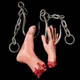 Halloween Iron Chains Hook Hand Feet Haunted House Horror Props Bloody Hands Feet Hanging Ornament Halloween Party Decoration - www.sixcolors.us