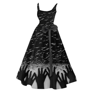 Sleeveless Blood Stain Sundress Masquerade vestido Halloween Bloody Tie-dye Horror Bride Vampire Cosplay Costume For Women's - www.sixcolors.us