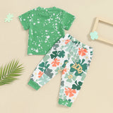 Toddler Baby Boy Girl Summer Clothes Pant Sets Lucky Clover Print Top St Patrick s Day Outfit Sets