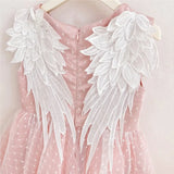 Baby Girl Princess Angel Wing Dress Infant Toddler Child Sleeveless Pearl Vestido Party Pageant Birthday Baby Clothes 1-12Y