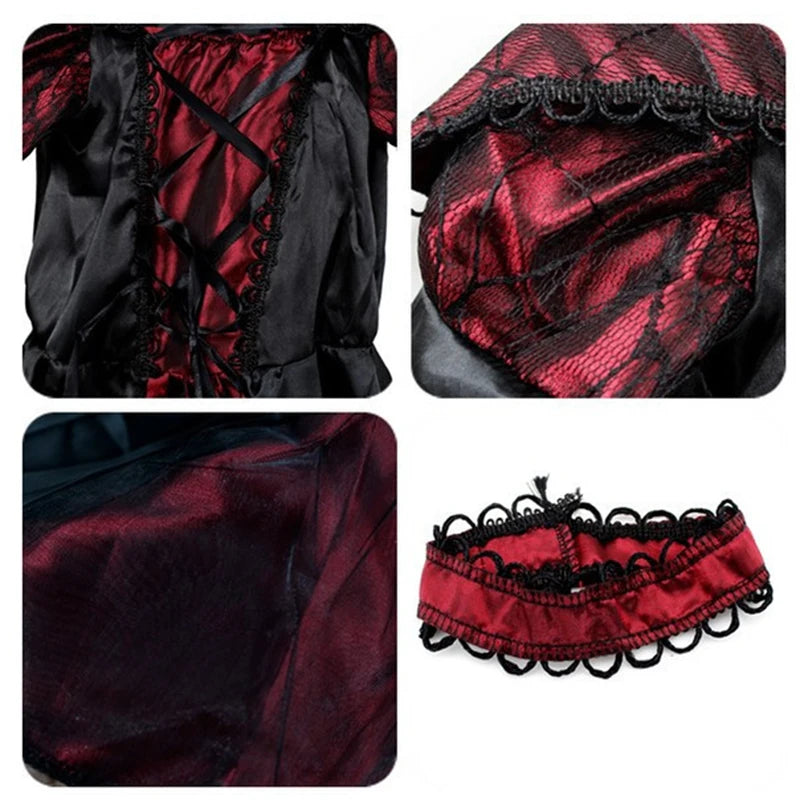 Kid Girls Vampire Dress Kid Ghost Bride Gothic Cosplay Vampire Devil Bat Halloween Costume Vampiran Carnival Outfit Clothes - www.sixcolors.us