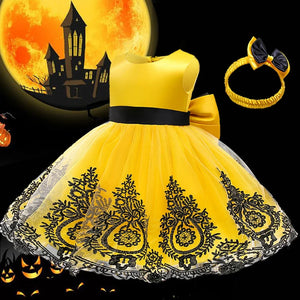 Halloween Elegant Children Princess Kids Dresses For Girls Birthday Evening Party Dress Flower Girls Embroider Vestido 1 to 5 Y - www.sixcolors.us