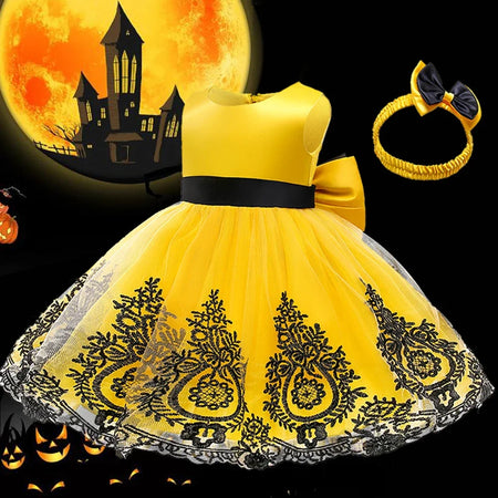 Halloween Elegant Children Princess Kids Dresses For Girls Birthday Evening Party Dress Flower Girls Embroider Vestido 1 to 5 Y - www.sixcolors.us