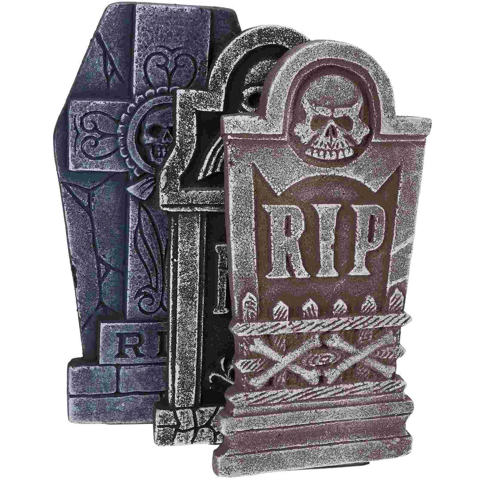 3 Pcs Three-dimensional Foam Tombstone Sign Halloween Decor Props Tombstones Adornment Decorations The Scene Haunted House - www.sixcolors.us
