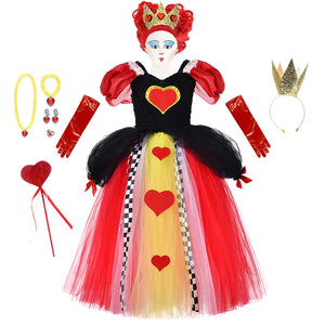 Kids Girl The Red Queen Halloween Cosplay TUTU Dress Party Carnival Princess Clothing Alice in Wonderland Christmas 2-10T - www.sixcolors.us