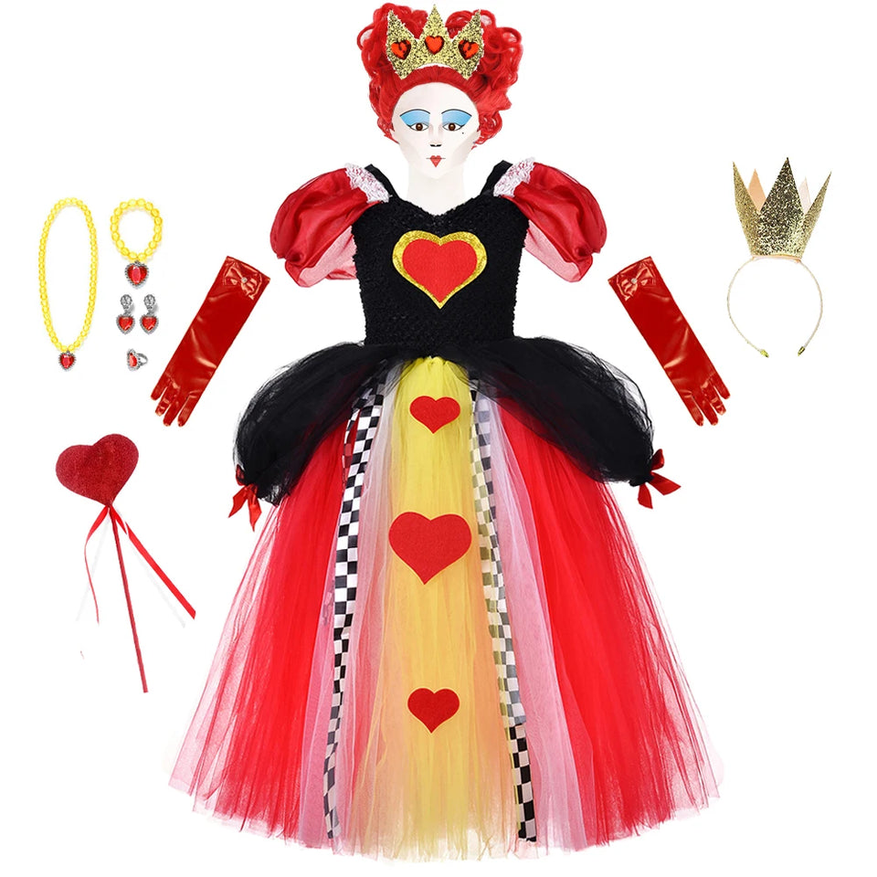 Kids Girl The Red Queen Halloween Cosplay TUTU Dress Party Carnival Princess Clothing Alice in Wonderland Christmas 2-10T - www.sixcolors.us