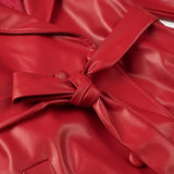 Plus Size Women's Clothing Extended Leather Jacket Double Breasted Trench Coat With Independently Removable Belt Leather Jacket - www.sixcolors.us