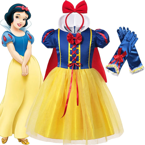 Kids Halloween Party Cosplay Snow White Costume Baby Girl Bow Tangled Ball Gown Clothing Children Wedding Princess Dress 2-12T - www.sixcolors.us
