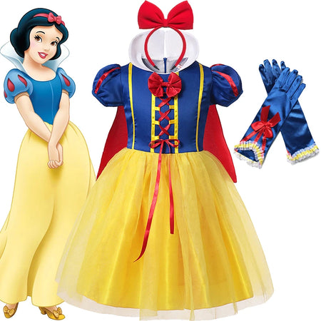 Kids Halloween Party Cosplay Snow White Costume Baby Girl Bow Tangled Ball Gown Clothing Children Wedding Princess Dress 2-12T - www.sixcolors.us