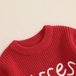 Toddler Girls Sweater Valentine s Day Clothes Letter Embroidery Crew Neck Long Sleeve Kids Pullovers Fall Tops