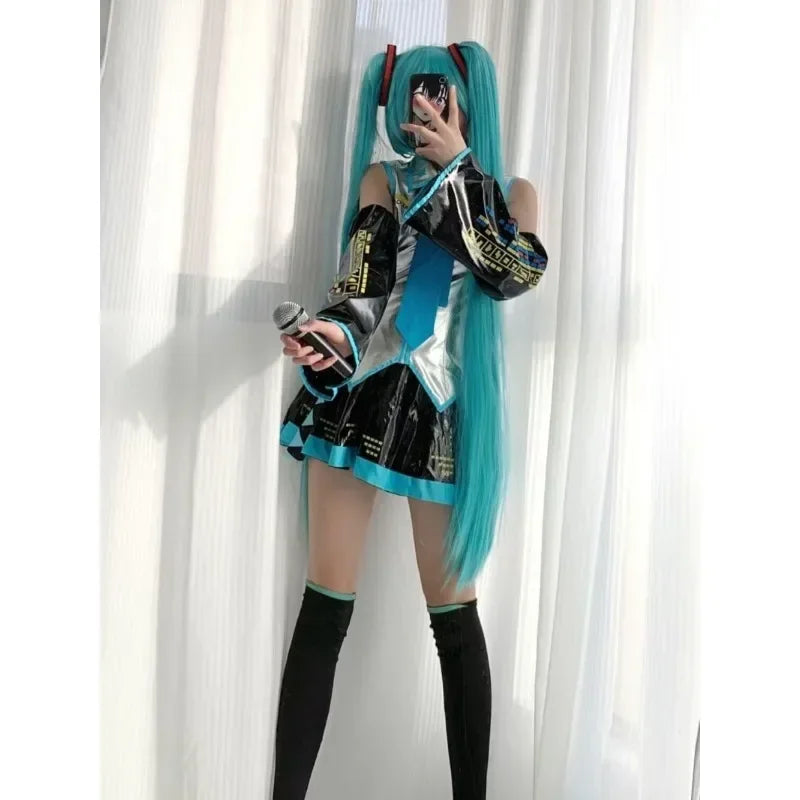 Hatsune Miku Cosplay clothes Animation formula clothes Miku wig accessories short skirt full set of Halloween party clothes - www.sixcolors.us