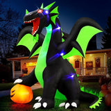 Halloween Inflatable Dragon Outdoor Decorations : 9FT Large Blow Up Yard Dragon with Pumpkin and LED Lights for Halloween Fun - www.sixcolors.us