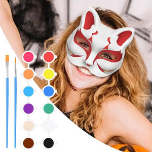 White Cat Masque Paintable Blank Masques Half Face Cover Craft Masque Costume Accessories For Halloween Carnival Costume Prop - www.sixcolors.us
