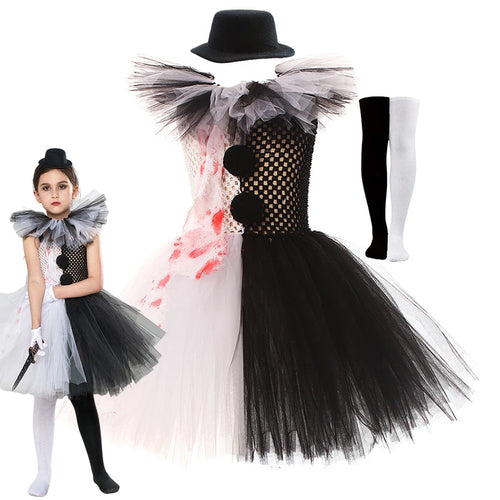 Halloween Girl Cosplay Costume Evil Joker Tutu Girl Carnival Performance Outfits Thriller Dress Up Children Halloween Clothes - www.sixcolors.us