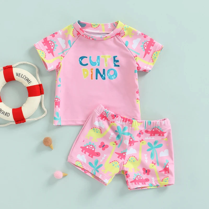 Girl s Two-Piece Floral Print Swimsuit Baby Toddler Kid Girl Ruffle Sleeve Tops Bottoms Set with Bow Detail